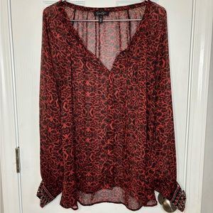 Jessica Simpson Black and Red Sheer Top